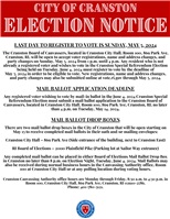 Voter Registration Deadline - Election Notice